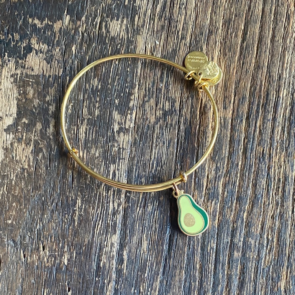 Gold Bracelet with Green Avocado Charm  Alex & Ani